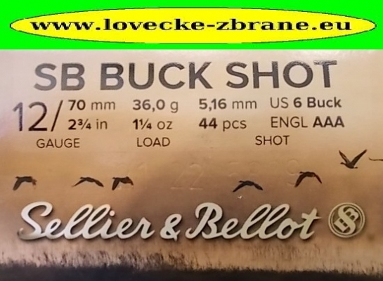 Obrázek pro Náboj 12/70/5,16mm 36g 44 broků v náboji S&B Buck Shot