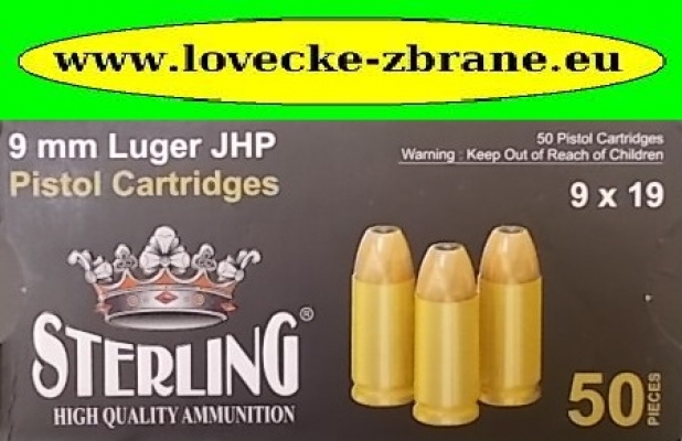 Obrázek pro Náboj 9mm Luger Sterling-JHP 7,5g-s expanzní dutinou-A1